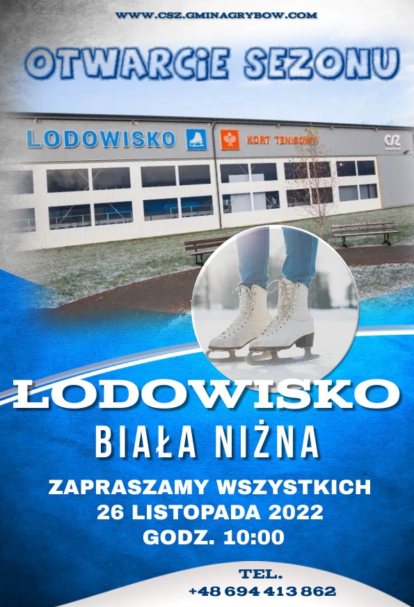 Plakat informujący o otwarciu lodowiska