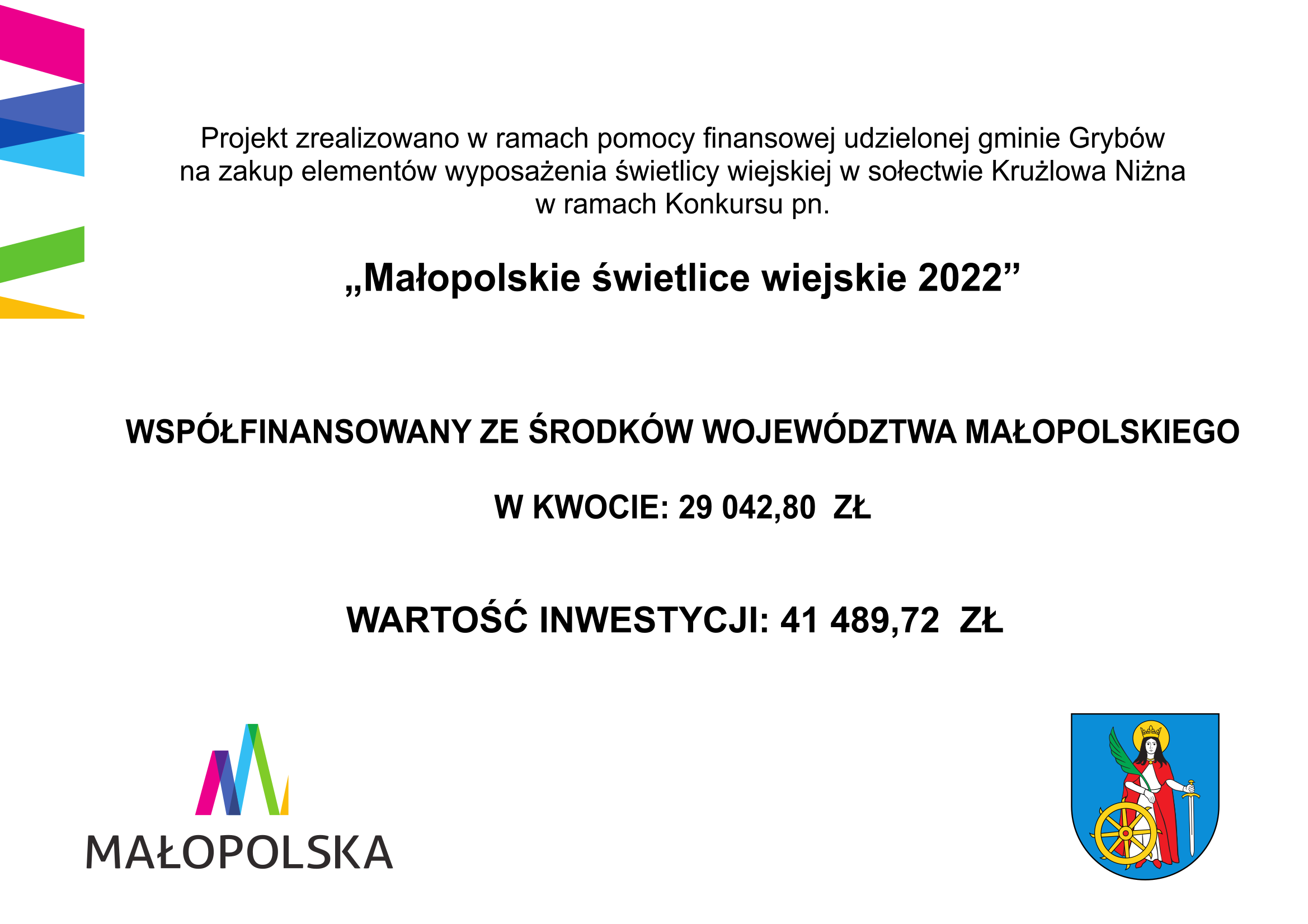 Tablica Małopolskie Świetlice Wiejskie 2022