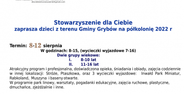 Zaproszenie na półkolonie