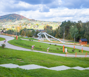 Finał Pucharu Polski - dzień II - widok na trasy oraz panoramę Ptaszkowej